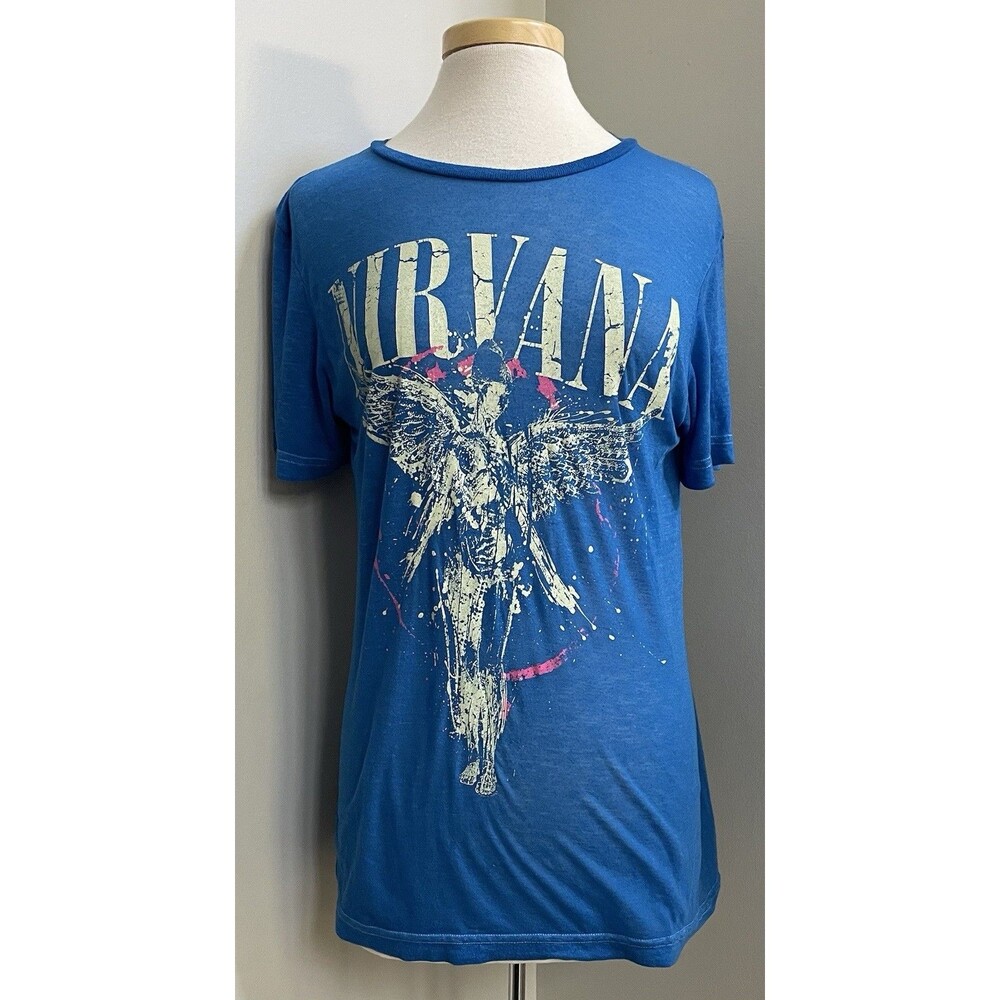 Nirvana Live Nation In Utero Album Blue Burnout Unisex Sz S Short Sleeve Tshirt